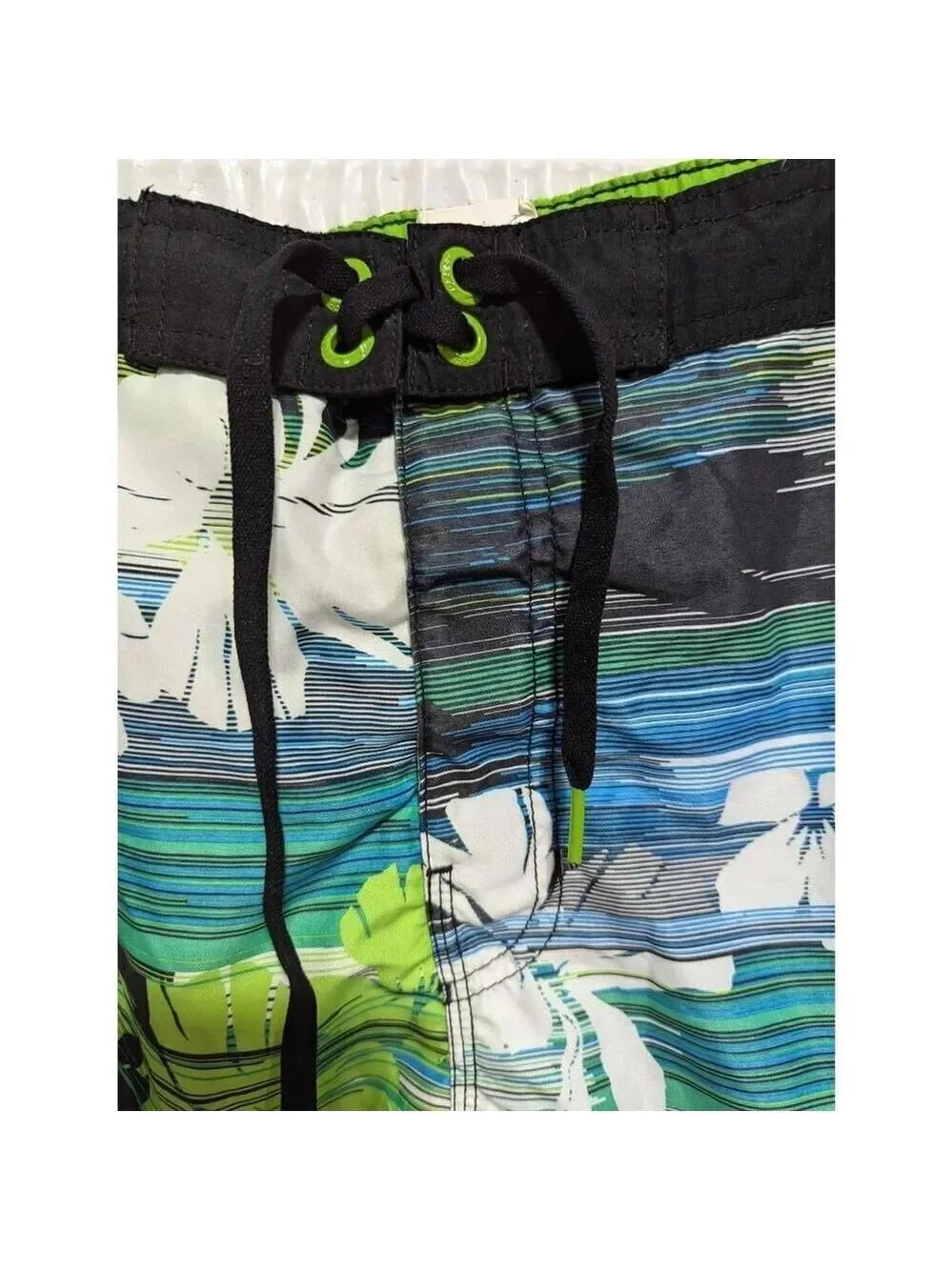 Speedo Men's Green & Blue Tropical Print Board Short Style Swim Trunks Size 2XL